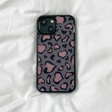 [MADE][Magsafe Glass Bumper Case] Heart Leopard Drawing Case ⋆ Pink Gray
