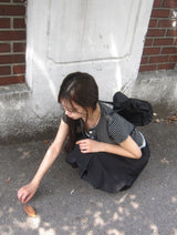 26SS★ [MADE] Momin Stripe Color Matching Button Layered Slim Short Sleeve T-Shirt