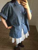 Overfit Nerd Check Shirt (2color)