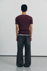 ハイリベッドヘンリーネックハーフスリーブス(Burgundy)
