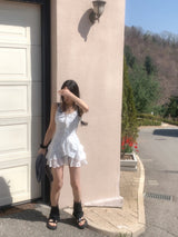 Hazle Cancan Ribbon Strap Sleeveless Mini Dress