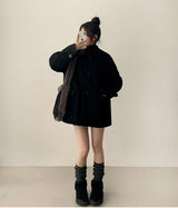 Is-neck buckle point quilted half coat