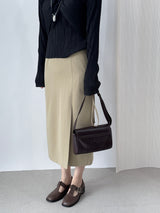 Raond Belt H-line Cut-out Long Skirt