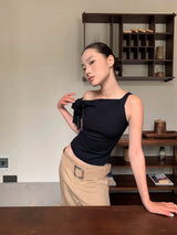 Kine strap unbalanced shoulder sleeveless top