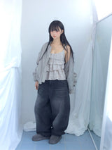 Curved overfit washed denim