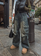 シュンラサールピンタックカーゴデニムパンツ