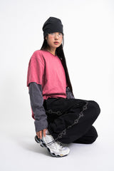 スラブクロップレイヤーTシャツ