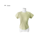 Fomit Diagonal Snap Button Slim Short Sleeve T-Shirt