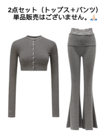 インストック ✩｡⋆アンジェラ 2ピースセット (トップ+パンツ)　グレー