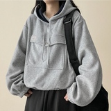 エティンポケットタップフリースカラーマッチングフーディー
