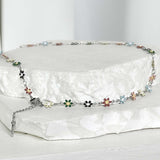 ss-Daisy flower motive array necklace_multi