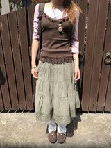 deer vintage layered skirt 