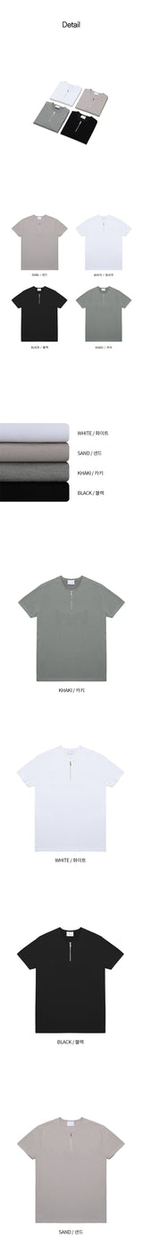 [S/S] ラウンドネックハーフジップアップTシャツ (4color)