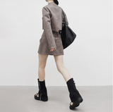 Tenon suede jacket + skirt set