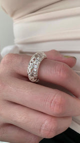 Silver ethnic pattern ring