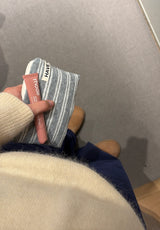テリー ストライプ フラットポーチ - グレー, Mサイズ