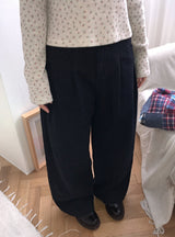 フシピンタックコットンワイドパンツ