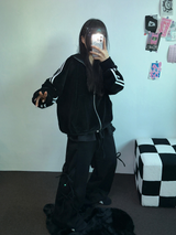 フリースピカブル❤リボンカンカンブーツカットワイド2スタイルパンツ🖤🩶🤎💛5カラー