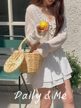 Back banding cotton cancan skirt(2color)