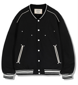 LINE STUD BASEBALL JACKET - BLACK