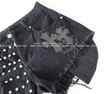 chrome patch studded denim shorts