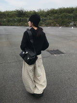 Grid Leather Patch Waffle Beanie (2c)