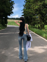[BELLIDE MADE] Back pocket, low-rise flared denim pants