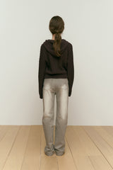 CHERRY RIBBON HOODIE CARDIAGN [DARK BROWN]