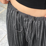 ラペックストライプカラーコンビネーションストリングロングワイドパンツ