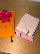 Terry candy stripe flat pouch - pink , S size
