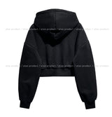 [U-BASIC] Tom Brushed Two Way Crop Hood Zip-Up