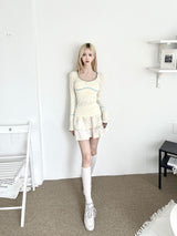 1248. ミニコサージポイント2-wayリボンTシャツ (3color)