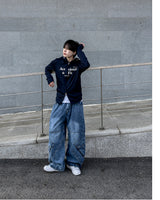 スカルダートワイドカーゴデニムパンツ