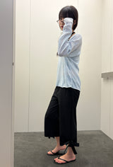 Slacks Side Ribbon Relaxed Fit Capri Pants 2color