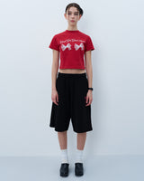 ツインリボンクロップTシャツ　レッド