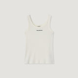 Ribbed Jersey Lettering Sleeveless T-shirt