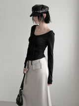 Hoodie Strap V-Neck Tee