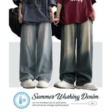[Long summer pants] ハイクオリティダンクサマーワイドデニムパンツ