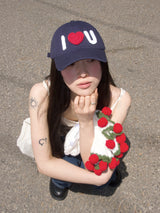 I ♡ Uクロシェ キャップ / ネイビー