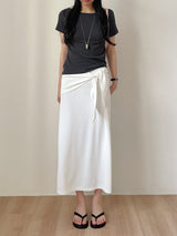 [Scarf SET] Pleated H-Line Long Skirt