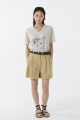ギャラクシーVネックTシャツ_ライトベージュ
