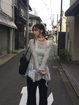 クルン スウェイイング メッシュ ブーツカット トレーニング パンツ
