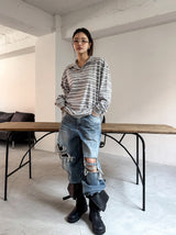 ボヘミアンダメージワイドデニムパンツ