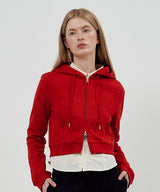 KIRSH PLAIN SLIM FIT CROP HOODIE ZIP UP [RED]