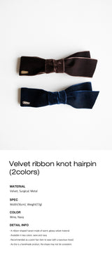 Velvet ribbon knot hairpin (2colors)