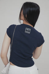 C 90S ラインベーシックTシャツ_ネイビー
