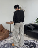 Arc line curved cotton pants