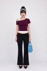 DUAL-TONE ASYMMETRY TEE (4COLORS!)