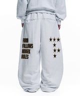 Star Lettering Patch Sweat Pants - White