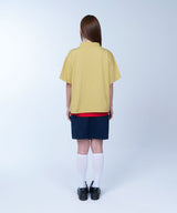 Semi-crop half neck symbol tee - MUSTARD